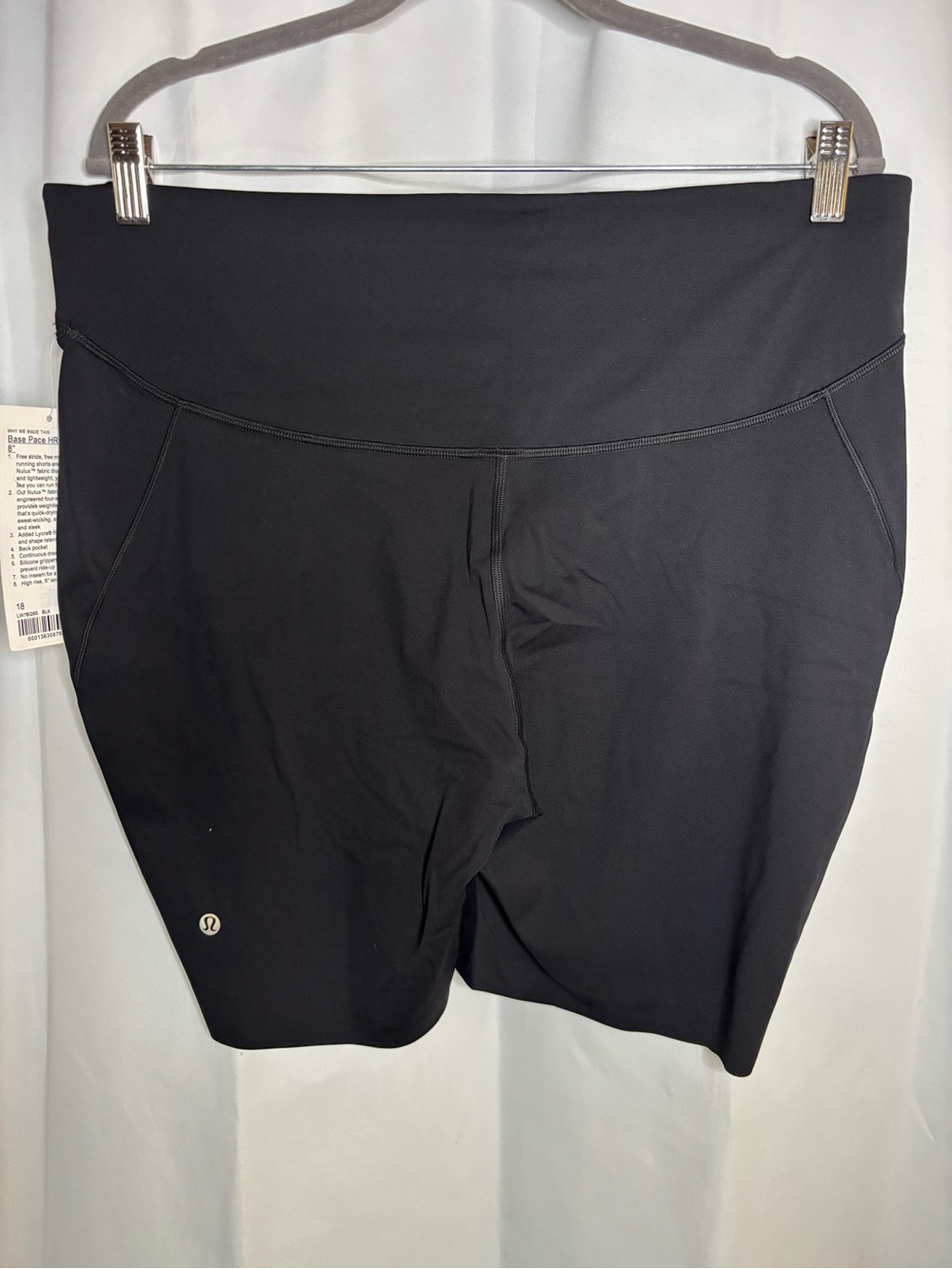 NWT Lululemon Base Pace HR 8” Bike Shorts Black Size 18 Fast & Free Running - Picture 6 of 6